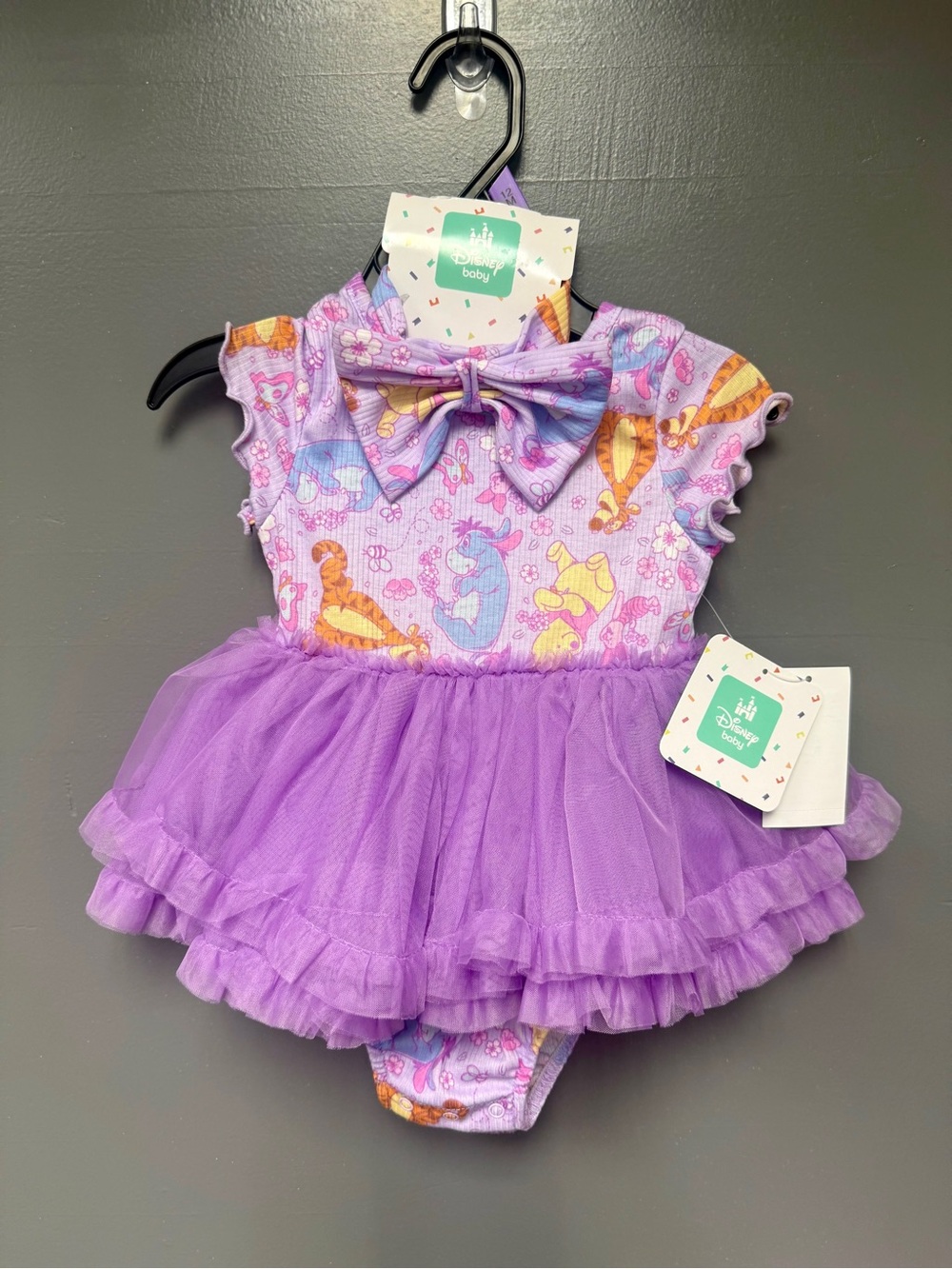 NWT Disney Baby Winnie the Pooh Tutu Dress Bodysuit – Purple – 12M